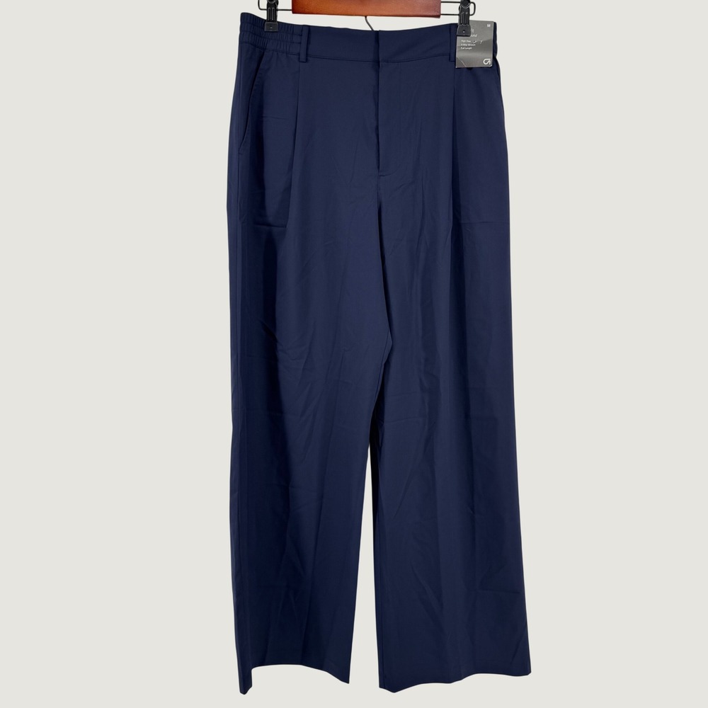 NEW Gap Runaround Trousers Womens Medium Navy Blue High Rise Wide Leg Stretch